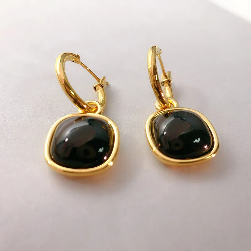 

1pair Multi Colors Gemstones Ear Hook Hoop Earrings Purple Green Crystal Earring Clip Stone Ear Studs For Women Fashion Jewelry