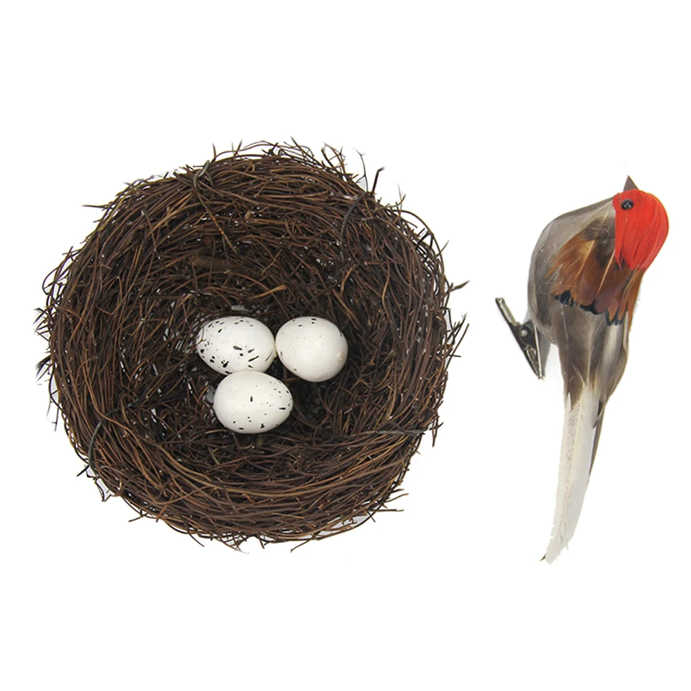 

Cute Artistic Birds Artifiicial Nest Rattan Different Color Sparrows Multicolor Craft Lifelike Simulation Artificial