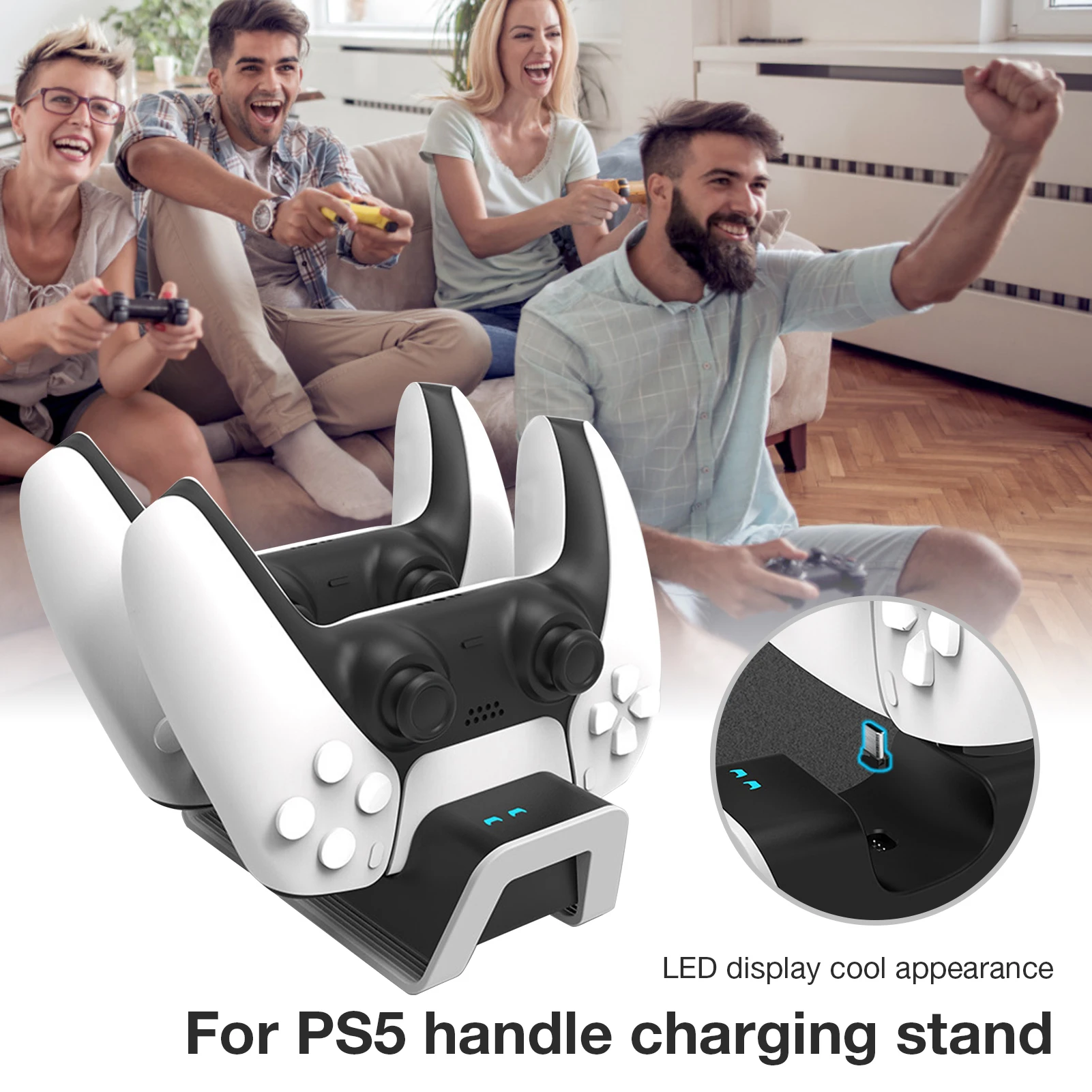 

For PS5 Controller Charger Cradle For Sony PS5 Controller Dual USB 3.1 5V Fast Charging Stand Station Dock Type-C Charger Dock