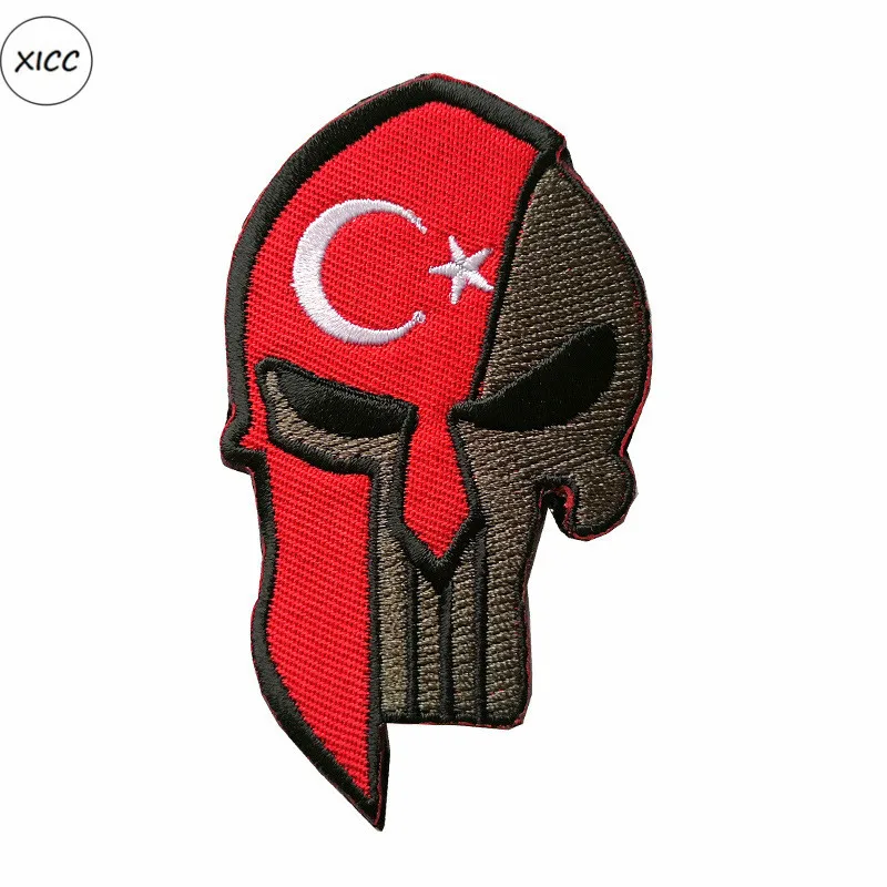 1pc 1-5 XICC вышивка череп шлем флаг военная армия тактические заплатки Каратель значок для одежды сумки DIY Горячая Израиль спартанская наклейка - Цвет: 1pc 1-5
