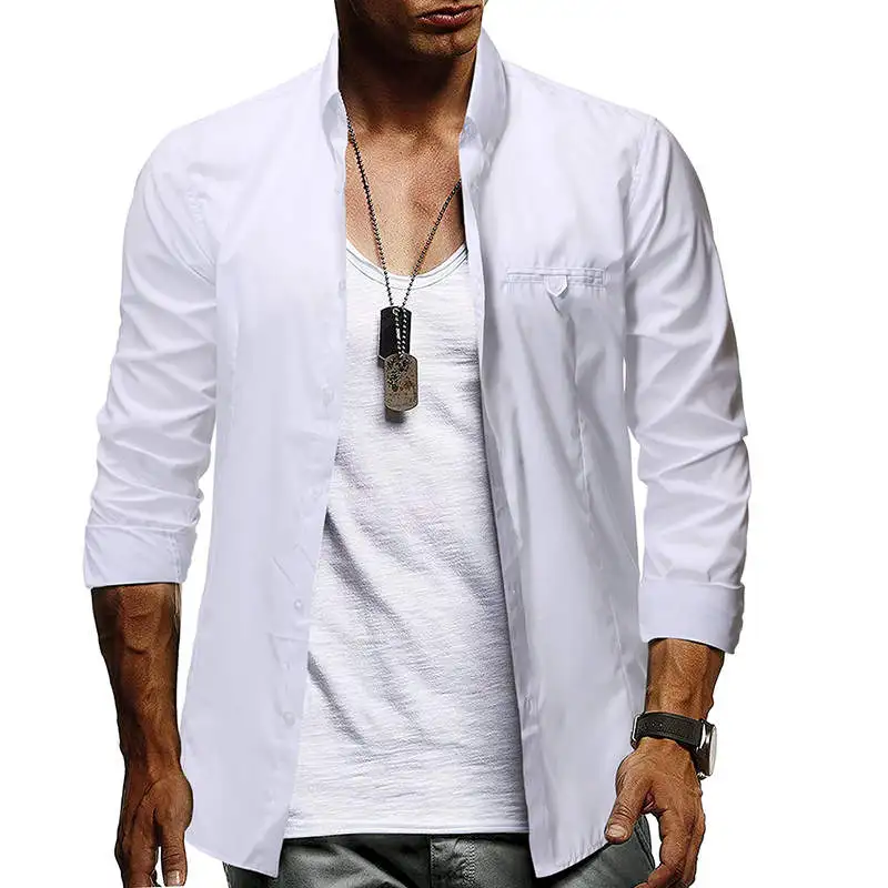Мужская рубашка с длинным рукавом мужские Модные Повседневные рубашки