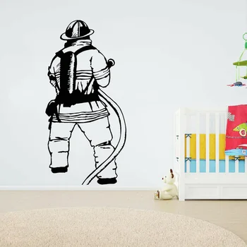 Firefighter Wall Decals Nursery Classroom Adornment Fireman Fire Department Bedroom Ceiling Wardrobe Vinyl Stickers Decor Z309