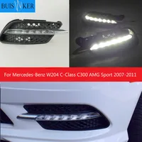 Pair LED Fog Lamp DRL Daytime Running Light For Benz W204 C Class AMG Sport 2007 2008 2009 2010 2011