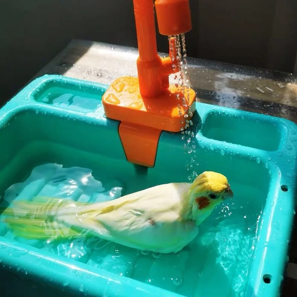 

Automatic Bird Toy Bathtub Swimming Pool with Faucet Feeder Food Container Parrot Bath Shower Water Dispenser Toys for Parrots