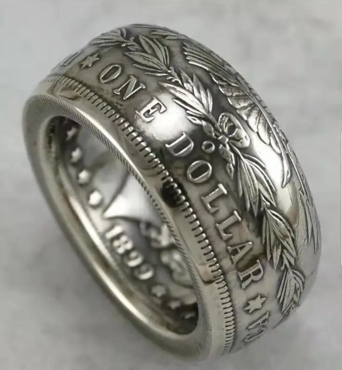Серебряное кольцо с монетницей Morgan 90% серебра 1899O ручной работы размеры 8-16 | Дом и