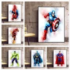 Акварель Marvel мстители супергерой комикс Картина на холсте Человек-паук плакаты и принты граффити Искусство Настенная картина для домашнего декора