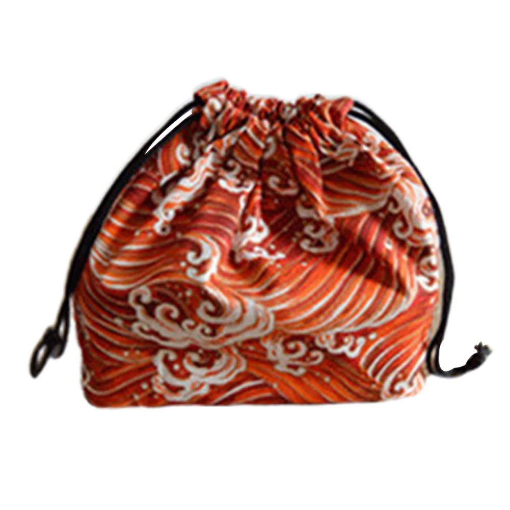 

Portable Picnic Drawstring Students Printed Cotton Linen Japanese Style Box Pouch Storage Travel Bento Lunch Bag School