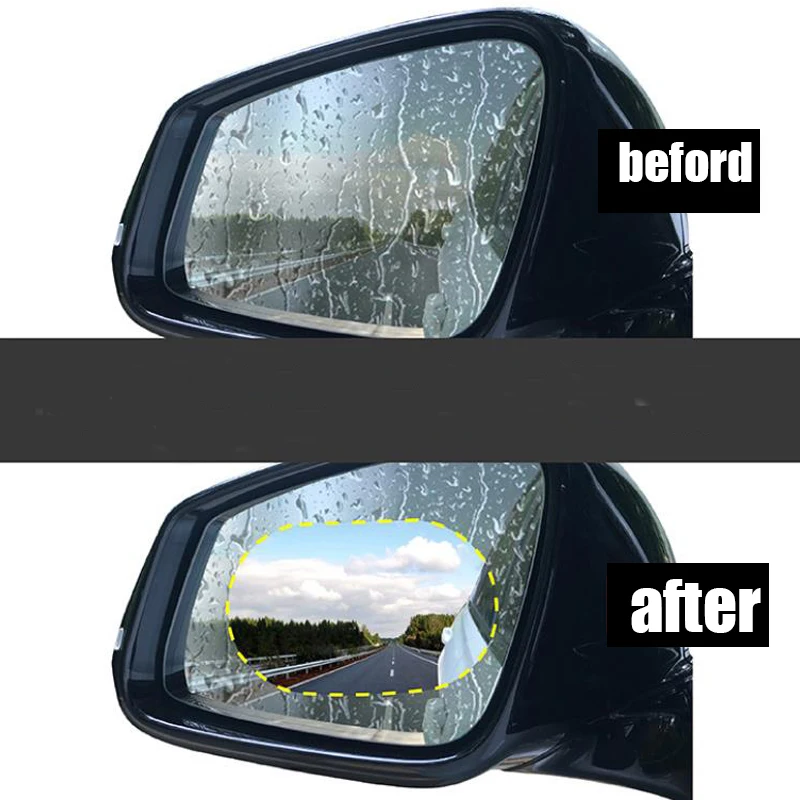 Зеркальная защитная пленка заднего вида для автомобиля 2 шт. прозрачная зеркала