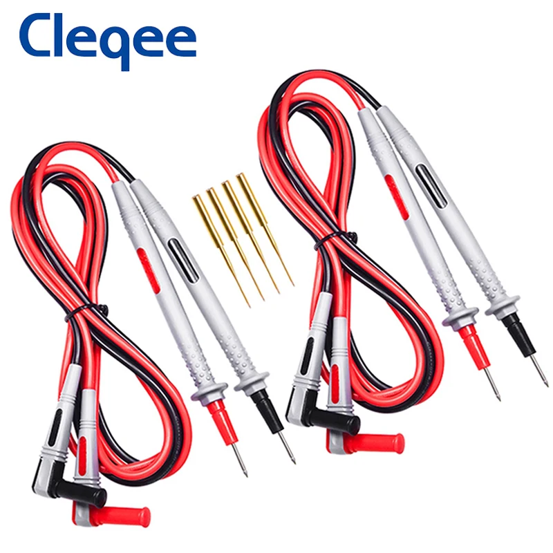 Cleqee P1505B Silicone Multimeter Test Leads with Gold-Plated Precise Sharp Needles, 4mm Banana Plug Multimeter Probe 1.5M Cable