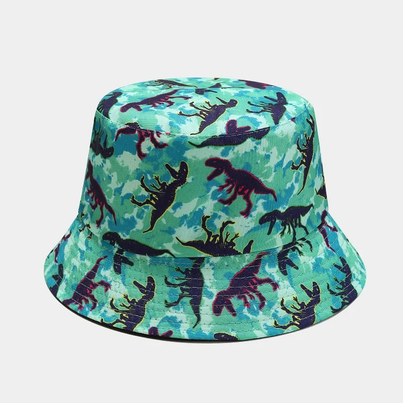 Панама с мультяшным динозавром для мужчин и женщин креативная Двусторонняя