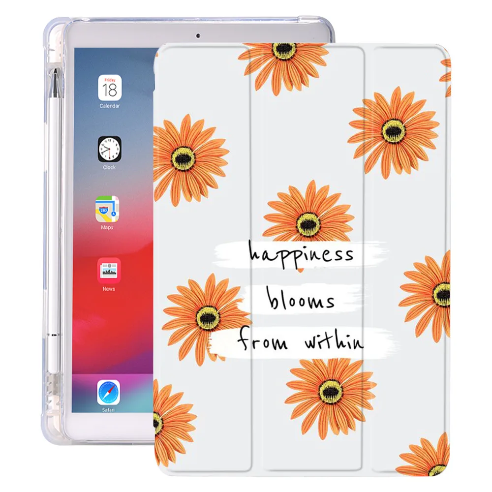 

Orange Daisy Silicone iPad Case For 10.9 Air 4 12.9 Pro 2020 10.5 Air 3 With Pen Slot 10.2 inch 8th 7th For 12.9 Pro 2018 Mini 5