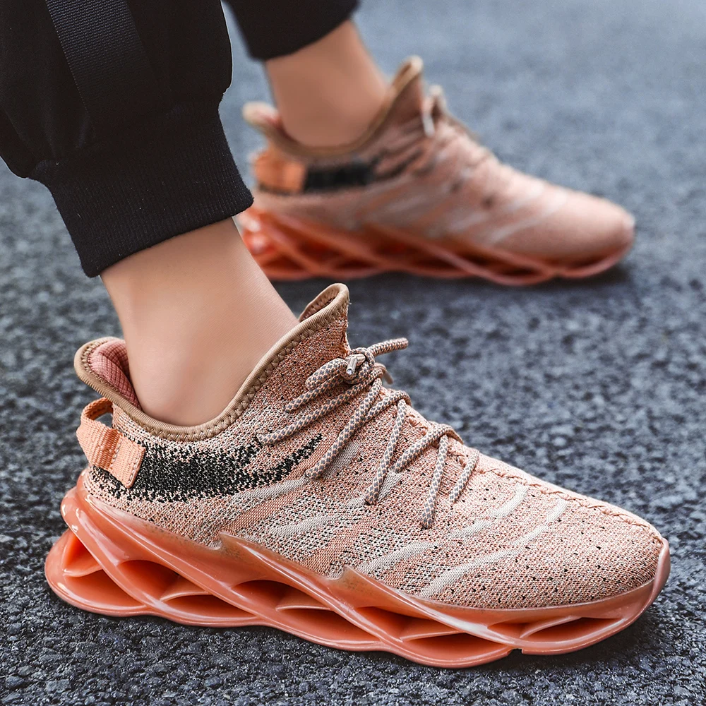 

Summer Hot Sale Men Sneakers Mesh Breathable Blade Bottom Shoes Men Soft Running Trainer Athletic Sport Shoes Plus Size 46
