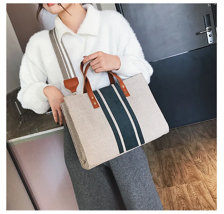 ETAILL Новая женская Холщовая Сумка-тоут Модная японская тканевая многоразовая