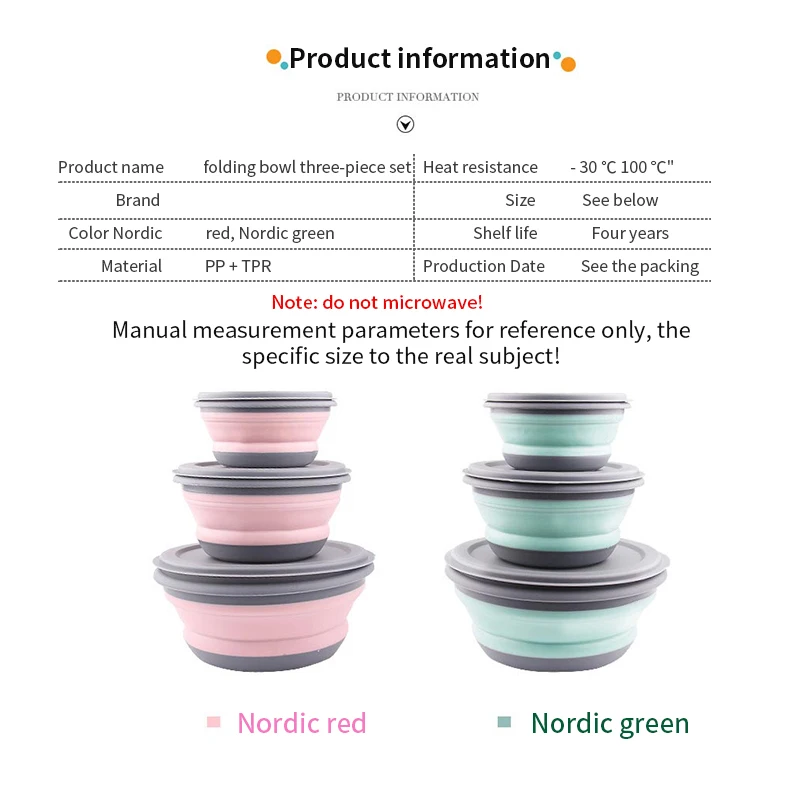 3 шт./компл. наборы чашек складной Ланч-бокс для кемпинга на открытом воздухе