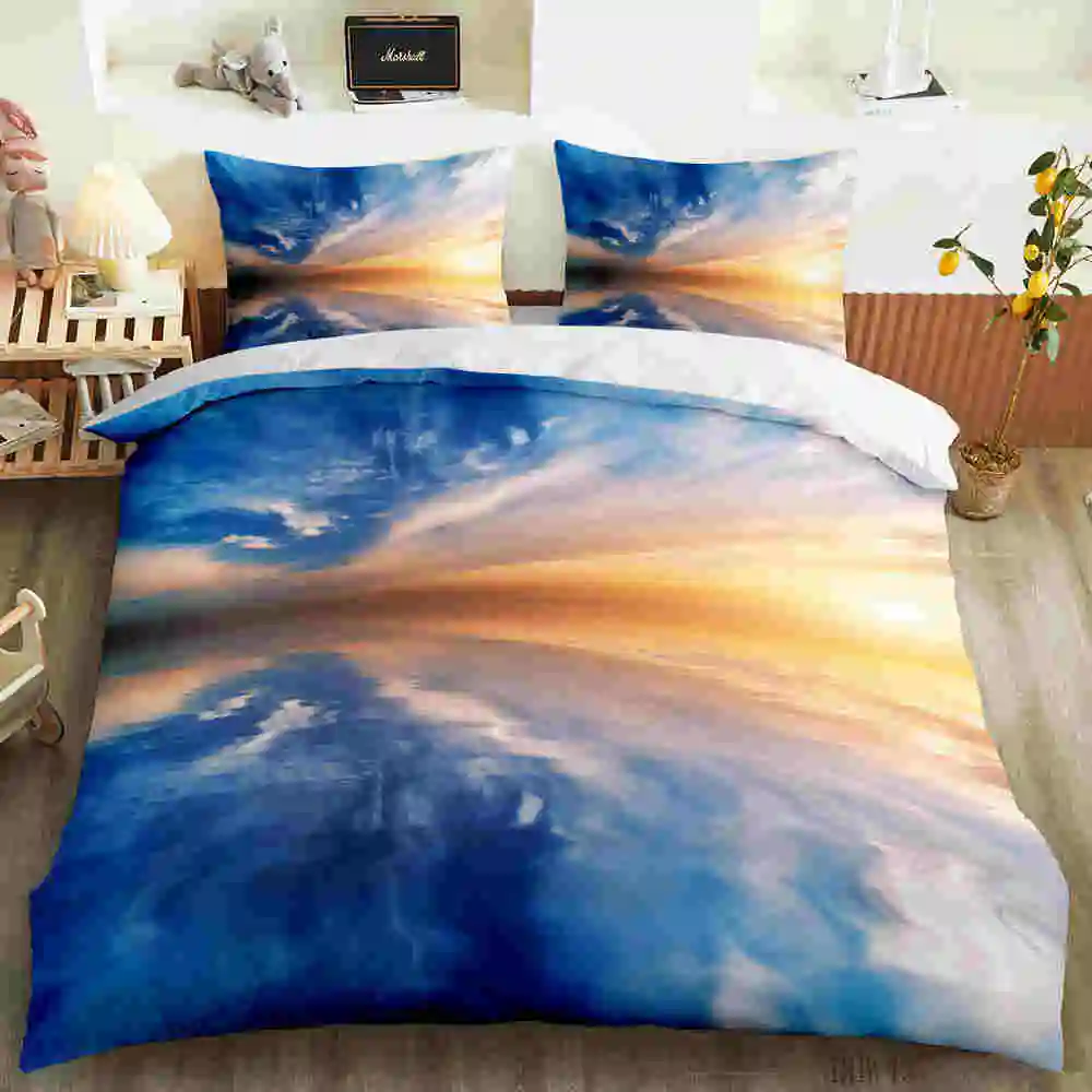 

Комплект постельного белья Golden Sunset, пододеяльник с 3D принтом и наволочкой, 2/3 шт.