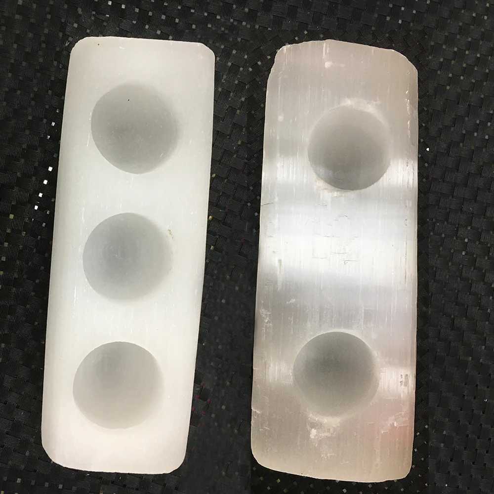 Подсвечник из натурального белого селенита кварцевый хрустальный светильник