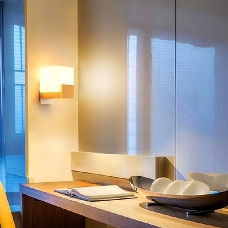 Настенные светильники в скандинавском стиле деревянные светодиодные лампы для