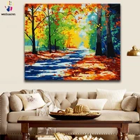 diy colorings pictures by numbers with colors autumn landscape autumn woods picture drawing painting by numbers framed home