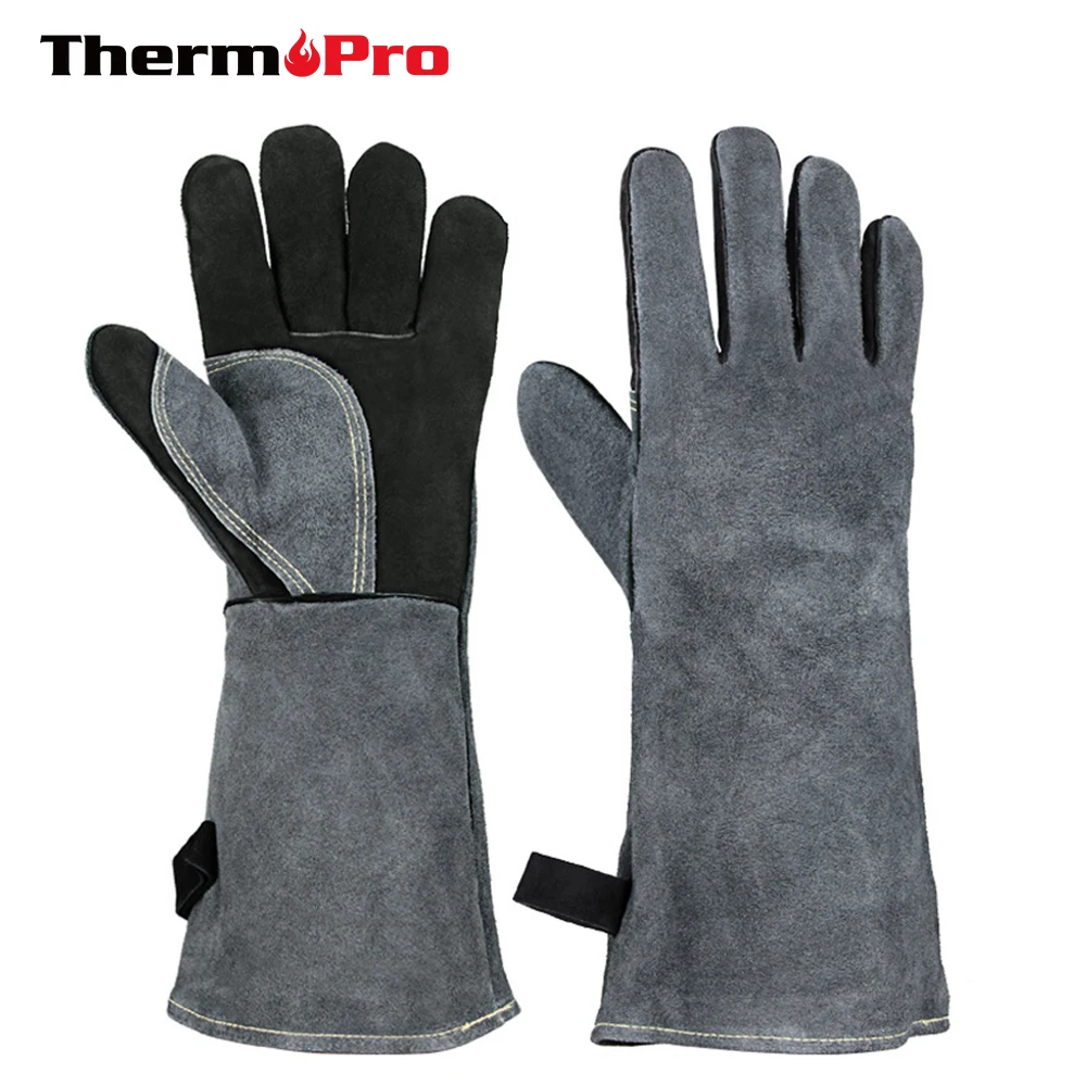 Термостойкие перчатки ThermoPro GL02 для гриля и барбекю 500 ℃ кожаная перчатка сварки 40