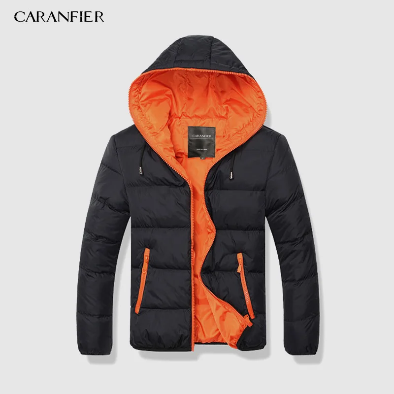 Мужская теплая парка CARANFIER модный однотонный пуховик на молнии повседневная