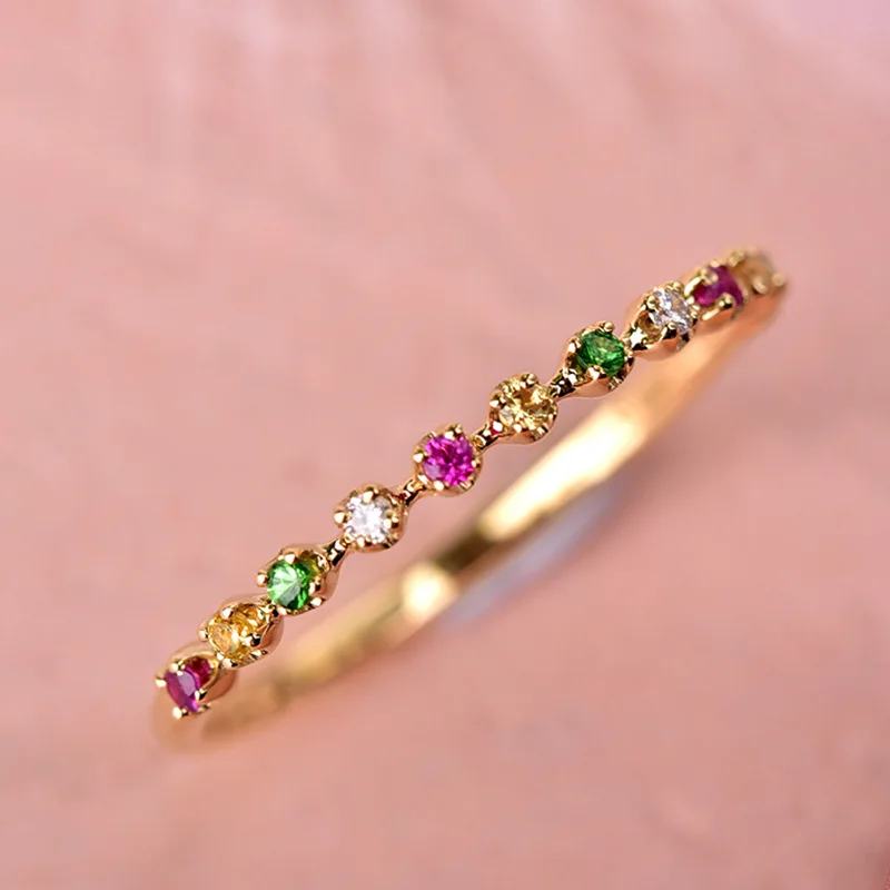 

UBESTNICE модные яркие красочные 18K AU750 Желтое золото бриллиант Рубин Топаз Зеленый Tsavorite Изящные ювелирные изделия для женщин и девушек кольца