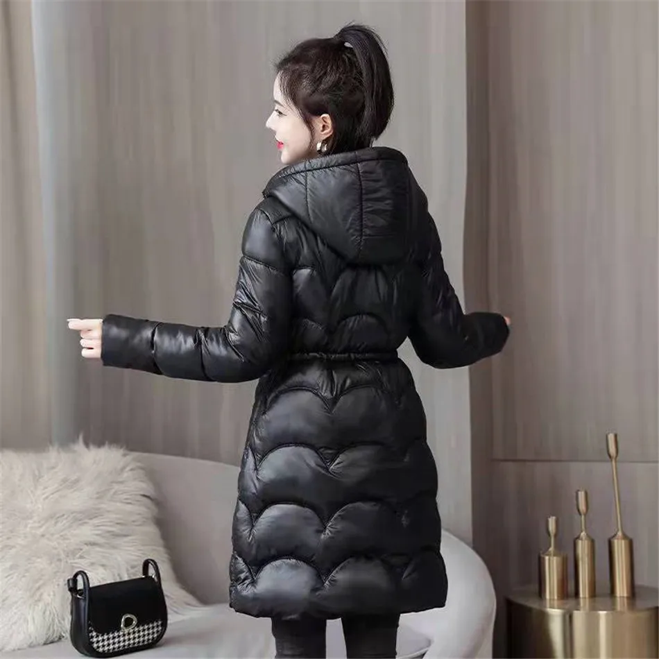 

Women Winter Outwear Down Cotton Parka Women Fashion Overcoat Warm Thick Wadded Jacket Mid-Length Coat CT0178