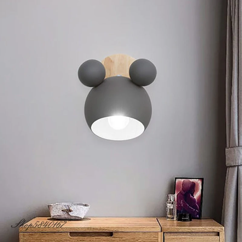 

Nordic Wall Lamp Aluminum Mickey Sconce for Children Bedroom lights Modern Indoor Wall Light Fixtures E27 Creative Luminaire