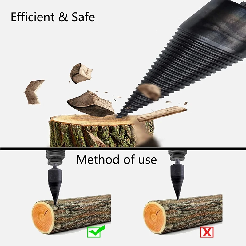 

Firewood Log Splitter Drill Bit Removable Wood Splitter Drill Bit Wood Cone Splitting Drill for Hand Drill Stick (32mm)