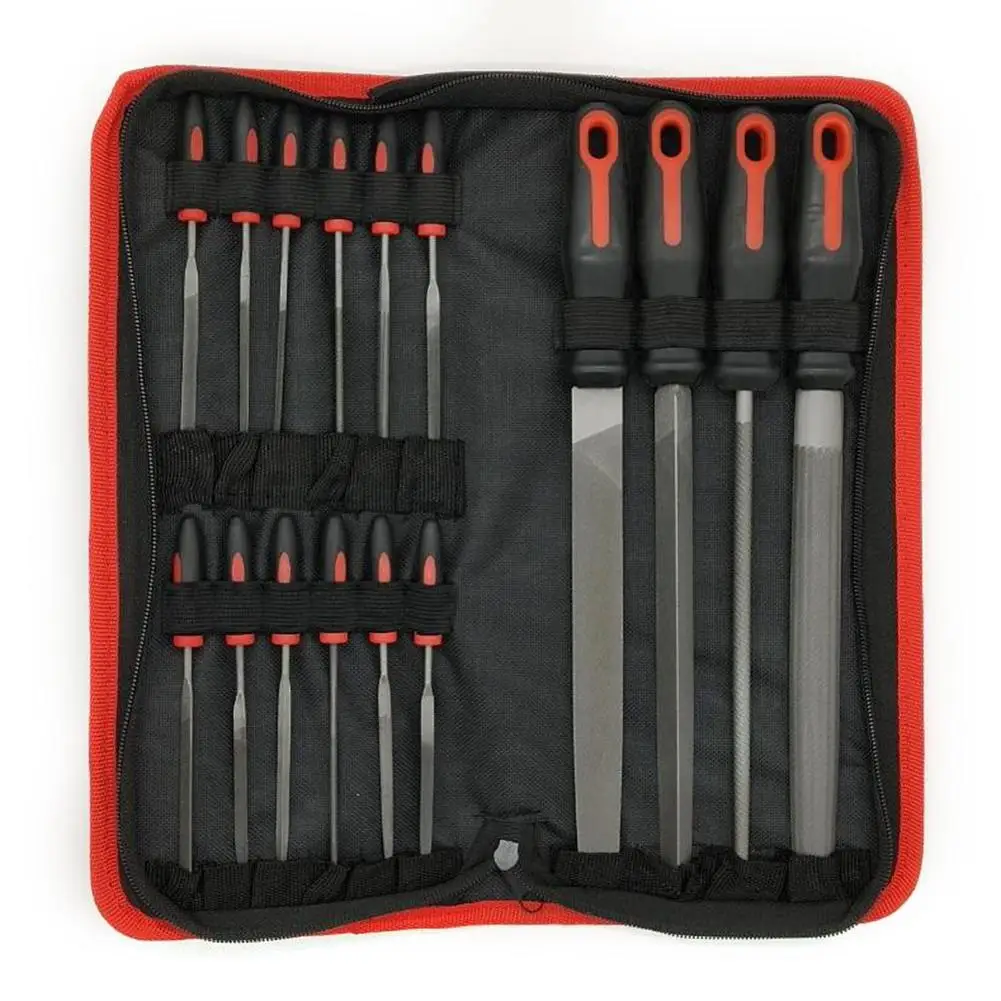 

16PCS T12 Alloy Steel File Set With Carry Case Flat/Triangle/Half-round/Round Large File Needle Files Handle Shaping Tool Kit