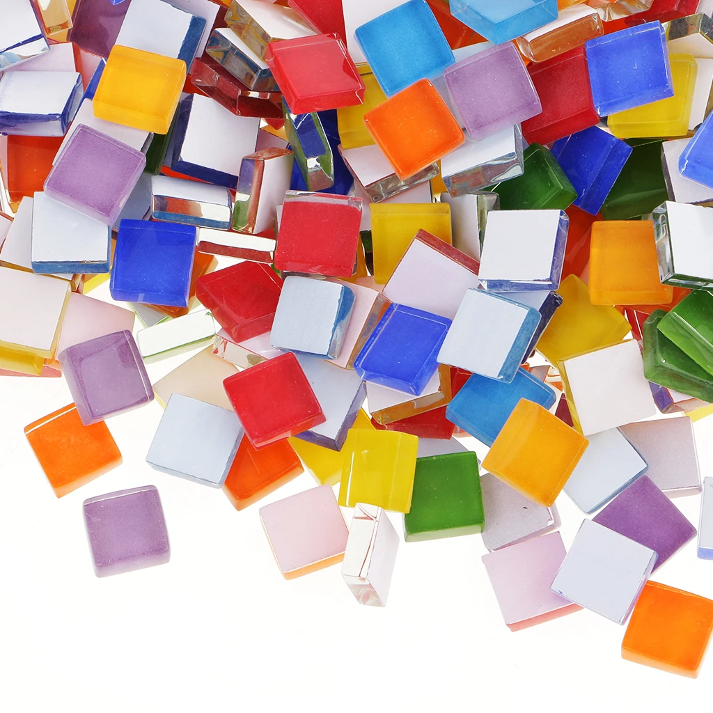 390 Pieces Assorted Color Square Glass Mosaic Tiles for DIY Making Crafts 10x10mm | Дом и сад