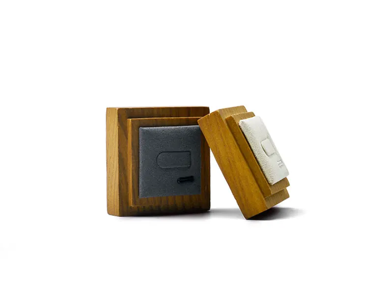 Oirlv Новое поступление Оригинальное массивное деревянное кольцо дисплей держатель стенд с серым или бежевым микрофиброй вставка Ювелирная упаковка Дисплей