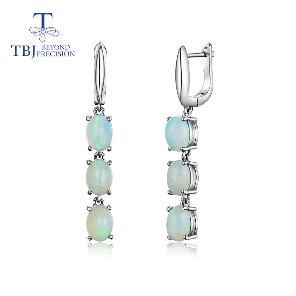 Женские длинные серьги с опалом 6 карат tbj ювелирные украшения овальными опалами