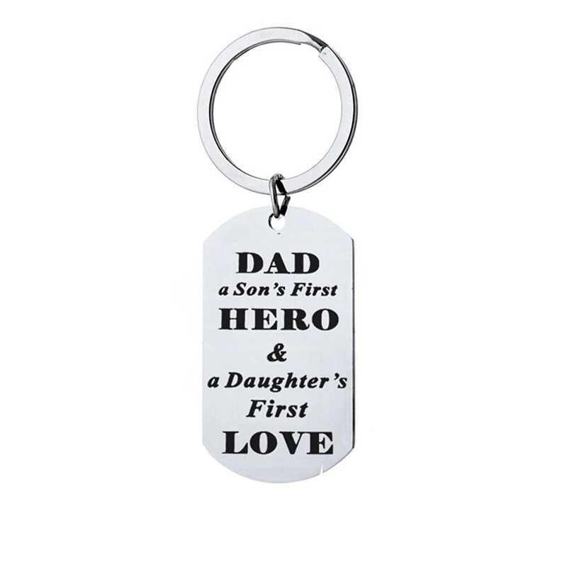 Stainless Steel Key Chain Lettering Military Dad A Son's First Hero Keychain Father's Day Lovely Gifts HipHop Jewelry | Украшения и
