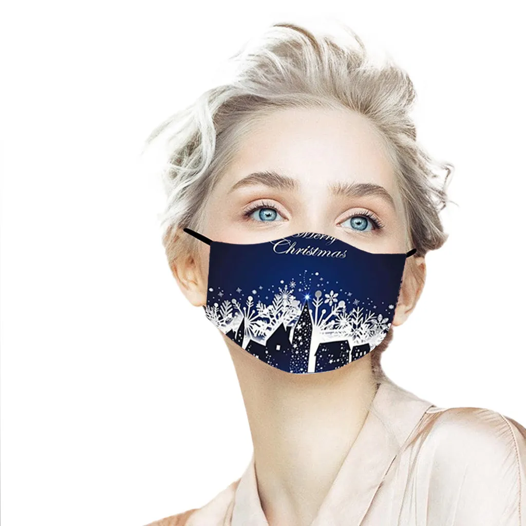 

Adult cotton Face Mask Outdoor Washable Masks Unisex Adjustable Windproof Dustproof Mask Cute Christmas Print Mask Mascarilla