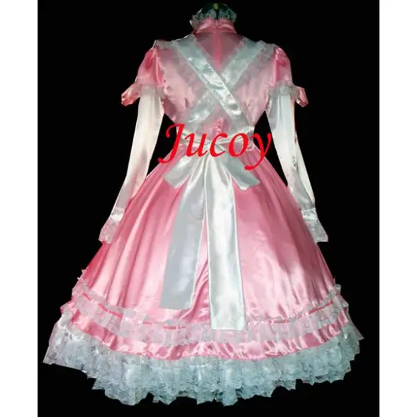 

Sexy Sissy Maid Satin Pink Dress Lockable Uniform Cosplay Costume Tailor-made[G327]