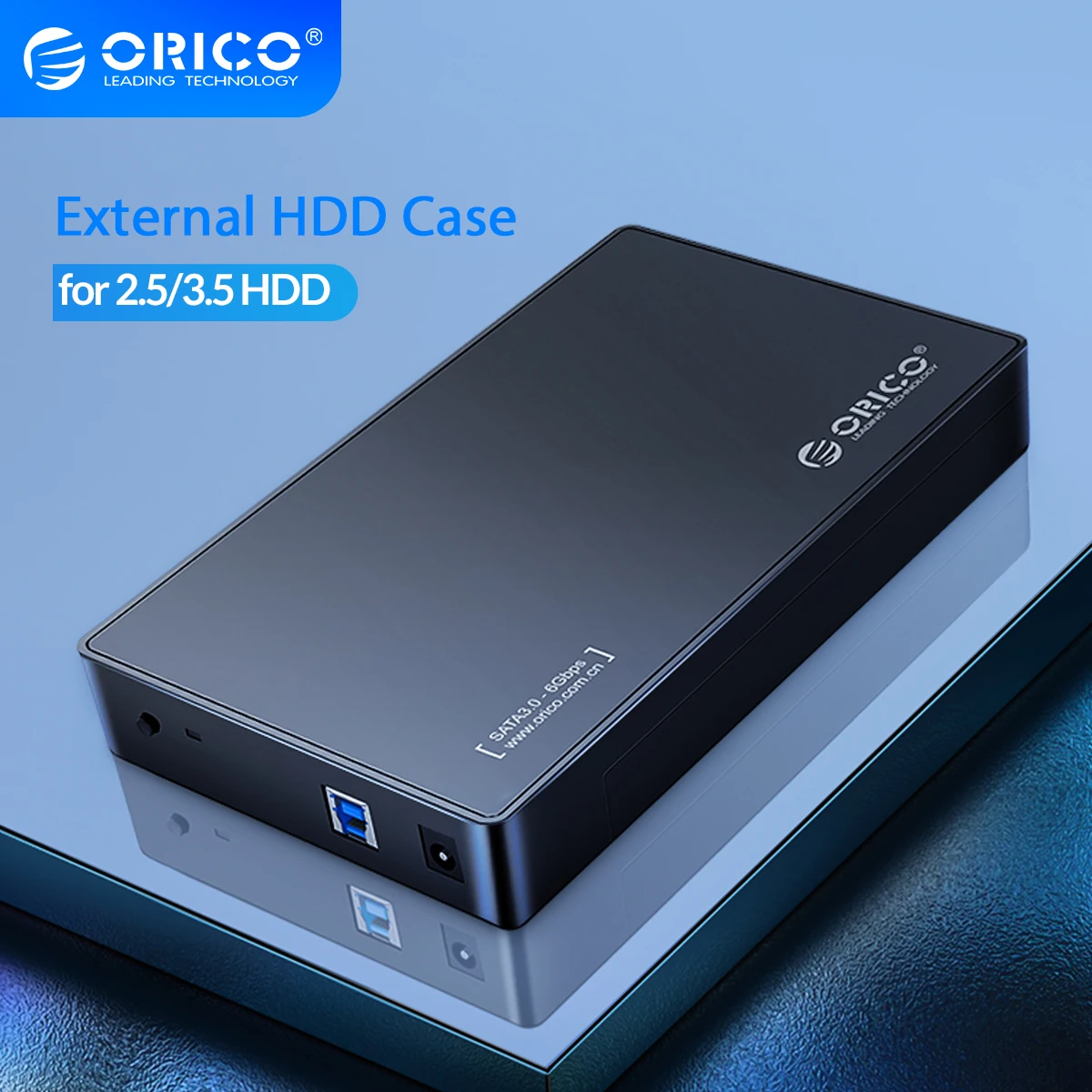 Корпус для внешнего жесткого диска ORICO, 3,5 дюйма, SATA на USB 3,0, с адаптером питания 12 В/2 А, 18 ТБ, UASP - изображение
