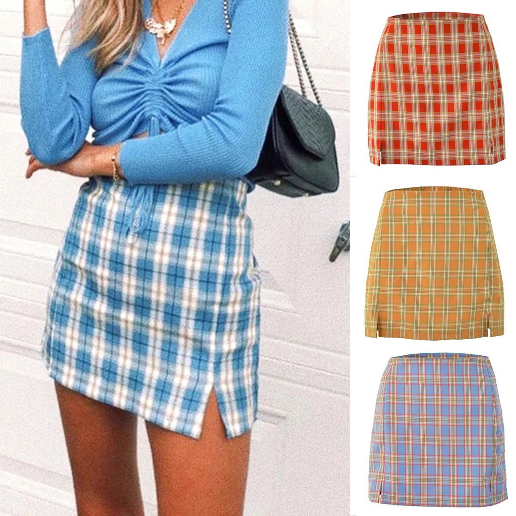 Модная женская летняя повседневная юбка с разрезом и высокой талией сетчатая