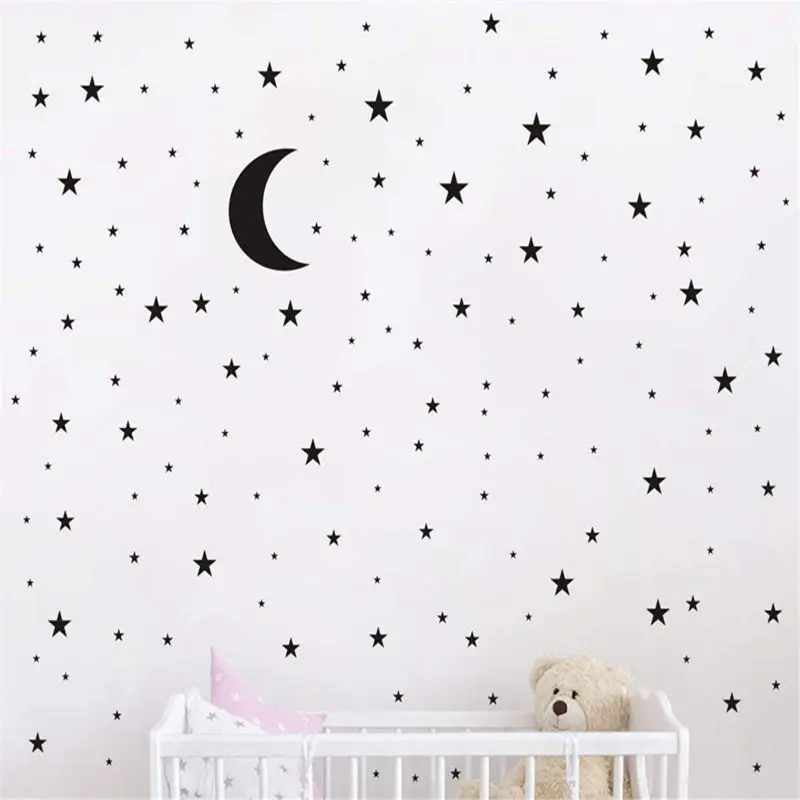 

Moon star decal Creative wall decoration in children's room Carved stickers Wallpaper mural Wall sticker for kids decoration