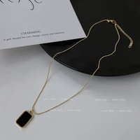 fashion simple geometric square titanium steel necklace net red temperament pendant retro personality item wholesale jewelry