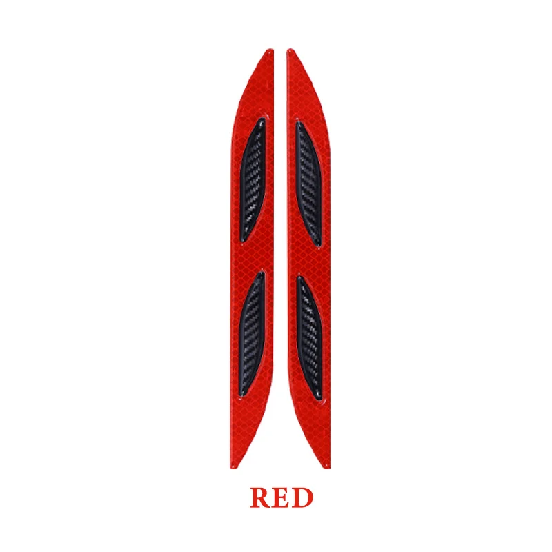 Style B Red 2 шт. 3D автомобиля светоотражающие задние анти-столкновения полосы углеродного волокна бампер полоски Предупреждение льная лента Безопасный отражатель наклейки декор - Цвет: Style B Red