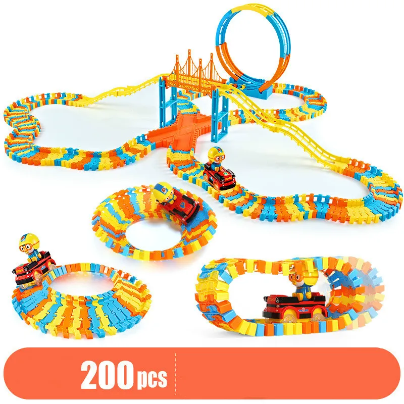 Электрическая разнообразная железная дорога волшебный гоночный трек набор