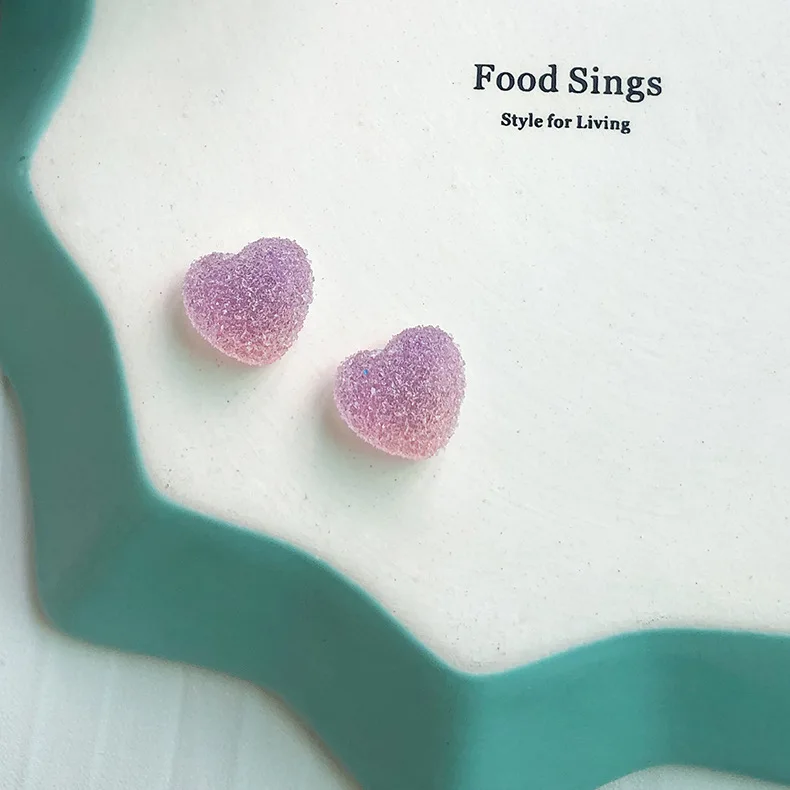 2019 новый градиент очаровательный карамельный цвет сердце серьги гвоздики для