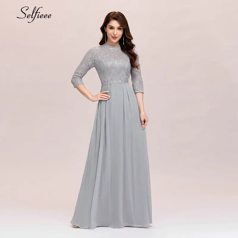 Maxi Summer Dress Chinese Style Round Neck Half Sleeve Lace Stitching Chiffon Hot Drill Decoration Party Dresses For Women 2021