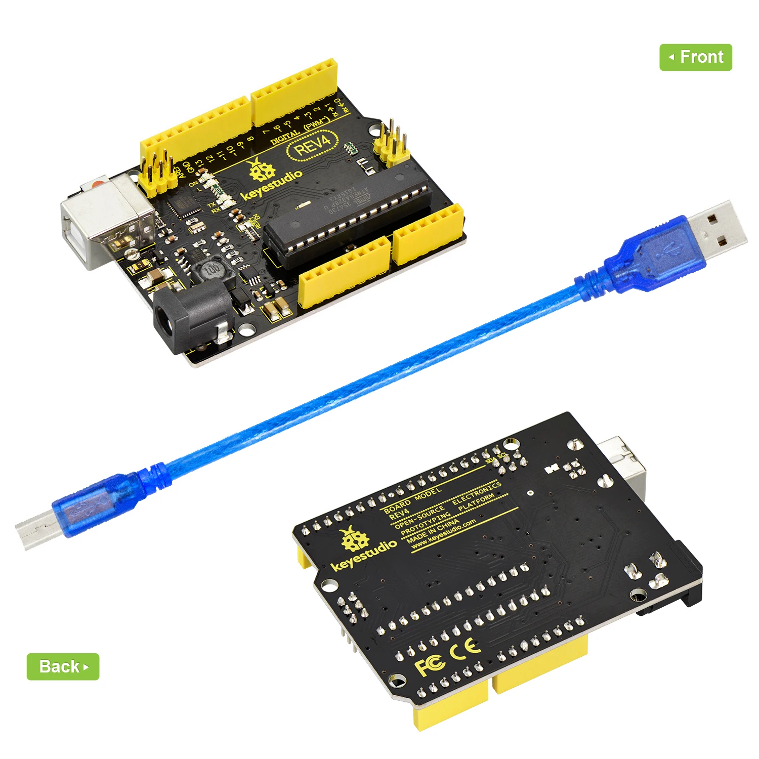 Keyestudio REV4  ATMEGA328P-PU Board Advanced MP2307DNSOP-8 +USB Cable For Arduino UNO DIY Project