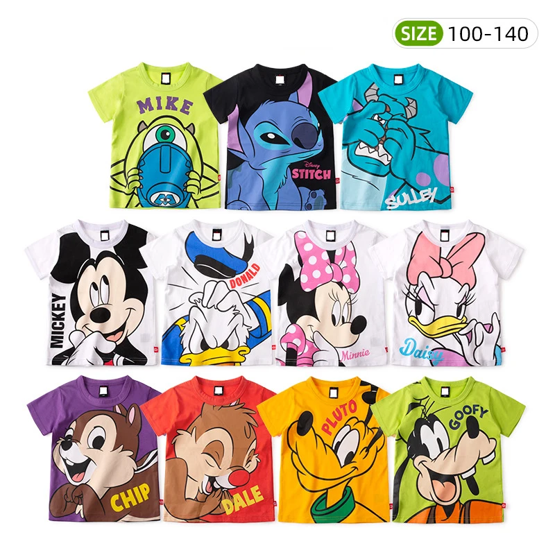 

Disney Kids Summer Clothes Boy Mickey Mouse T Shirt Girl Cartoon Stitch Daisy Donald T Shirts Tees Tops Kawaii Clothing Cotton