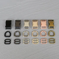 50 sets 15/20/25mm Metal Hardware D Ring Belt Straps Slider Side Release Buckle Spring Hook For Dog Leash Harness Accessories