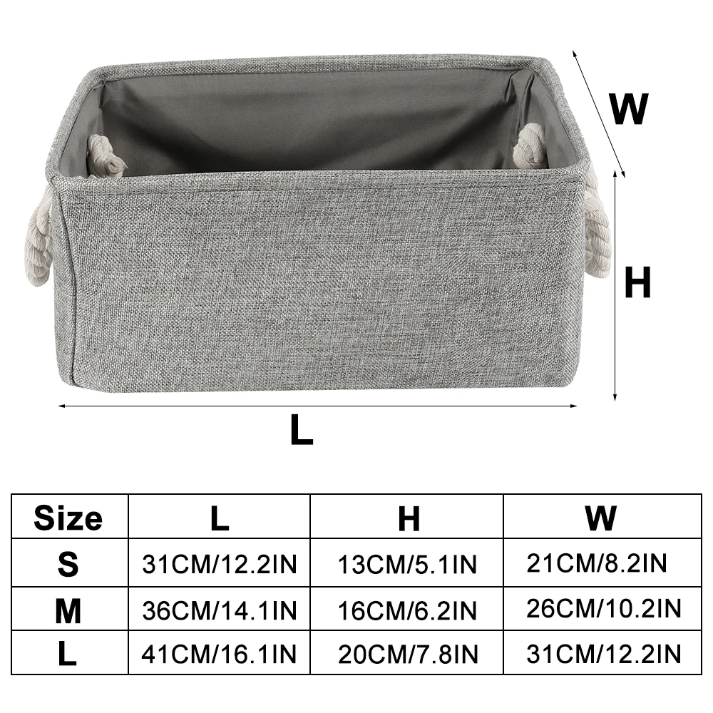 S/M/L Linen Storage Basket Foldable Sundries Baskets Cosmetics Container Cotton Box Desktop Organizer | Дом и сад