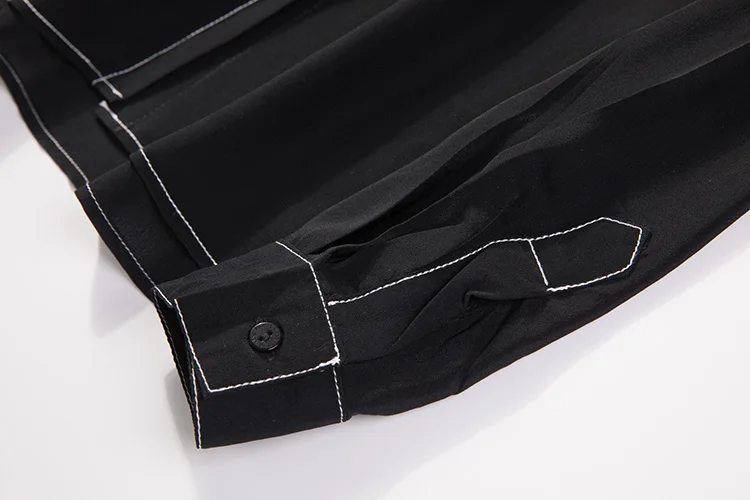 

Women's 100% Pure Silk Black White Shirt Top Blouse Collared office work M L JN066
