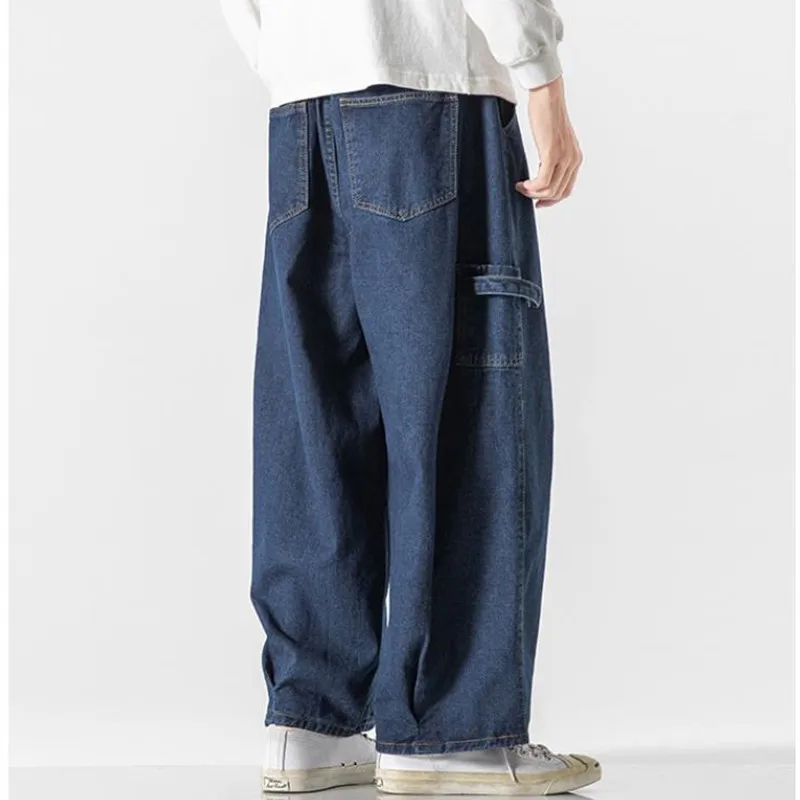 

2021 Denim Harem Pants Mens Joggers Sweatpants Japanese Streetwear Man Pants Trousers Casual Baggy Men Pants Fashion 5XL