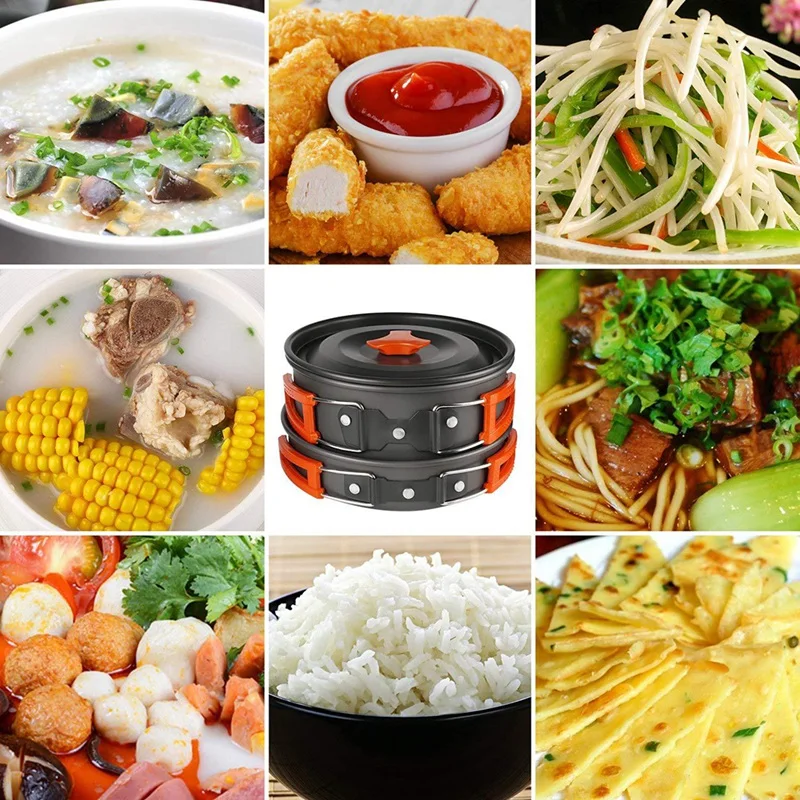 

Outdoor Camping Cookware Set Aluminum Cooking Set Water Kettle Pan Pot Travelling Hiking Picnic BBQ Camping Equipment